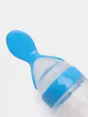 Синий бутылочка для кормления силиконовая с ложкой 4+