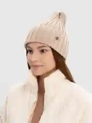 Бежевый женская шапка, шапка бини