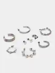 Серебряный серьги женские, "Кольца-конго" и гвоздики 9 пар