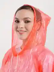 Красный дождевик пончо с капюшоном, накидка от дождя