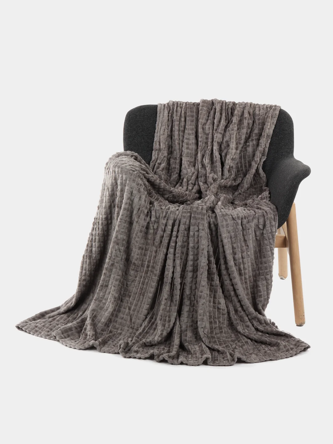 Серый меланж плед Кубики, Велсофт, 220 х 200 см