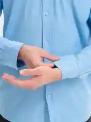 Синий рубашка мужская габардин, джинса