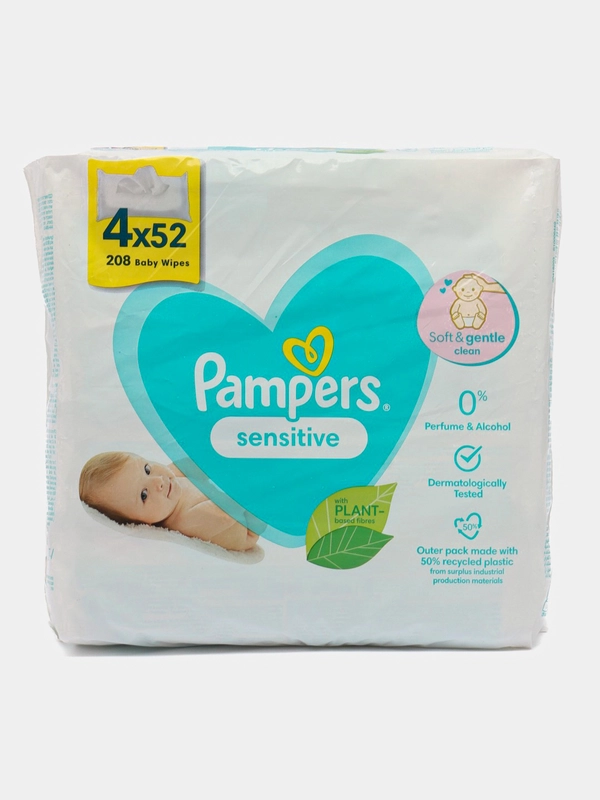 Детские салфетки Pampers Sensitive, 208 штук