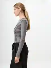 Серый меланж лонгслив женский Sela из тонкого трикотажа