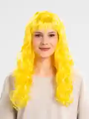 Желтый парик с челкой, длинные волосы, маскарадный, для косплея