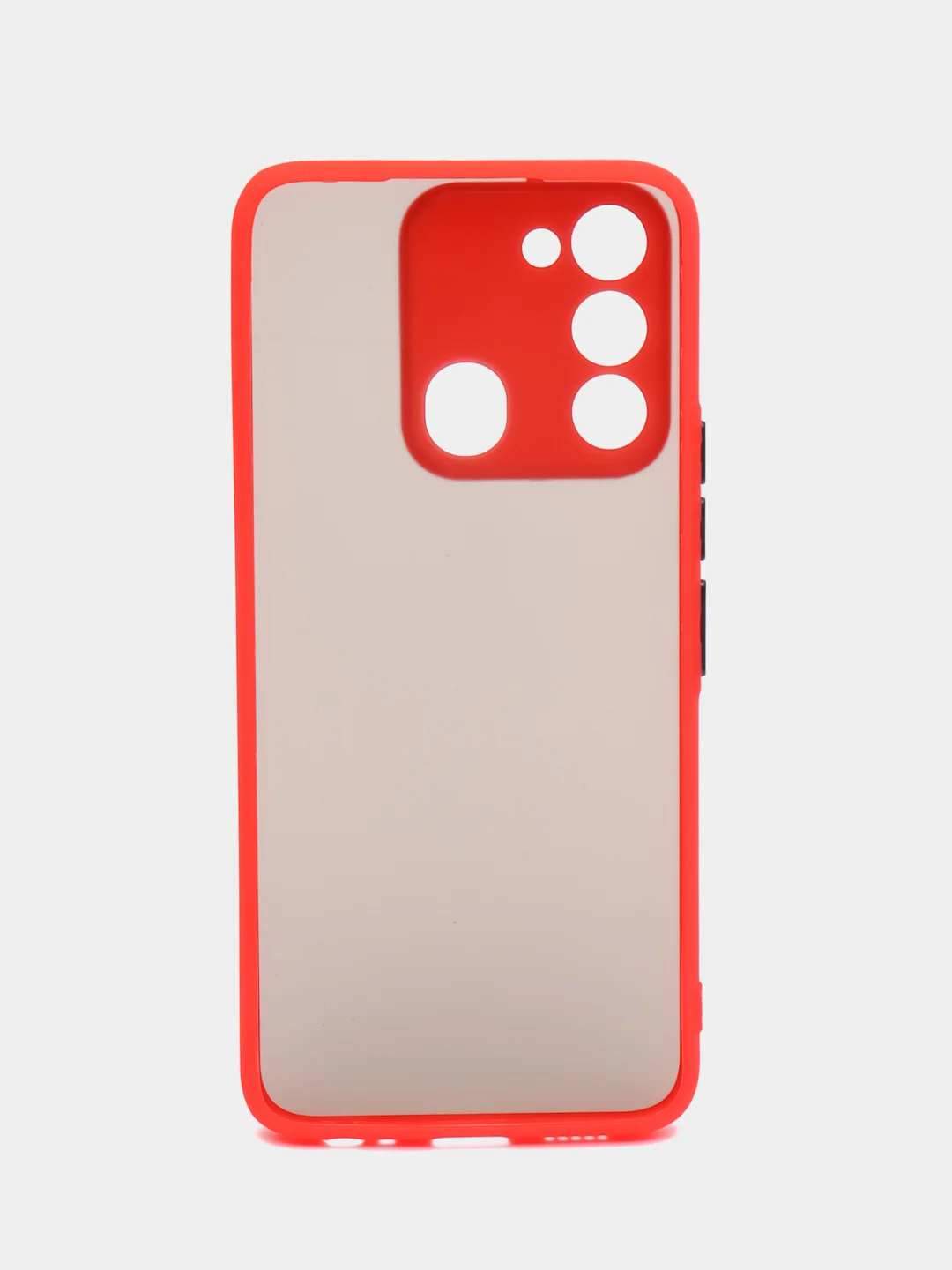 Красный чехол пластиковый для Tecno Spark GO 2022 / Tecno Spark 8C матовый, с цветными кнопками
