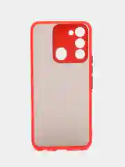 Красный чехол пластиковый для Tecno Spark GO 2022 / Tecno Spark 8C матовый, с цветными кнопками