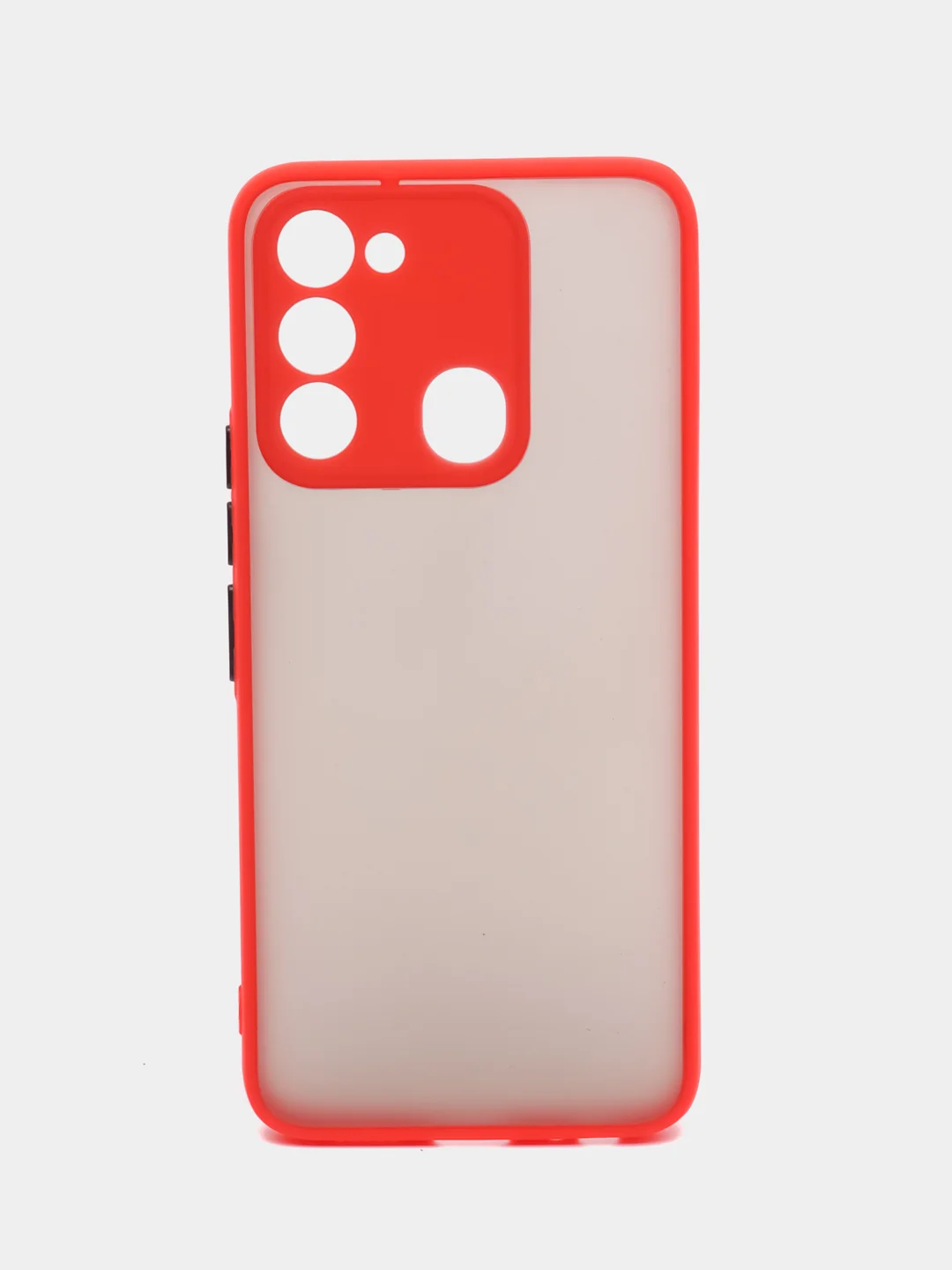 Красный чехол пластиковый для Tecno Spark GO 2022 / Tecno Spark 8C матовый, с цветными кнопками