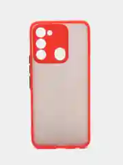 Красный чехол пластиковый для Tecno Spark GO 2022 / Tecno Spark 8C матовый, с цветными кнопками