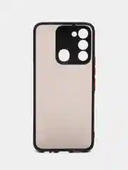 Черный чехол пластиковый для Tecno Spark GO 2022 / Tecno Spark 8C матовый, с цветными кнопками
