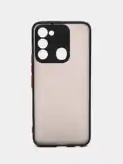 Черный чехол пластиковый для Tecno Spark GO 2022 / Tecno Spark 8C матовый, с цветными кнопками