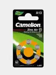 Батарейки Camelion А13, для слуховых аппаратов, 6 штук