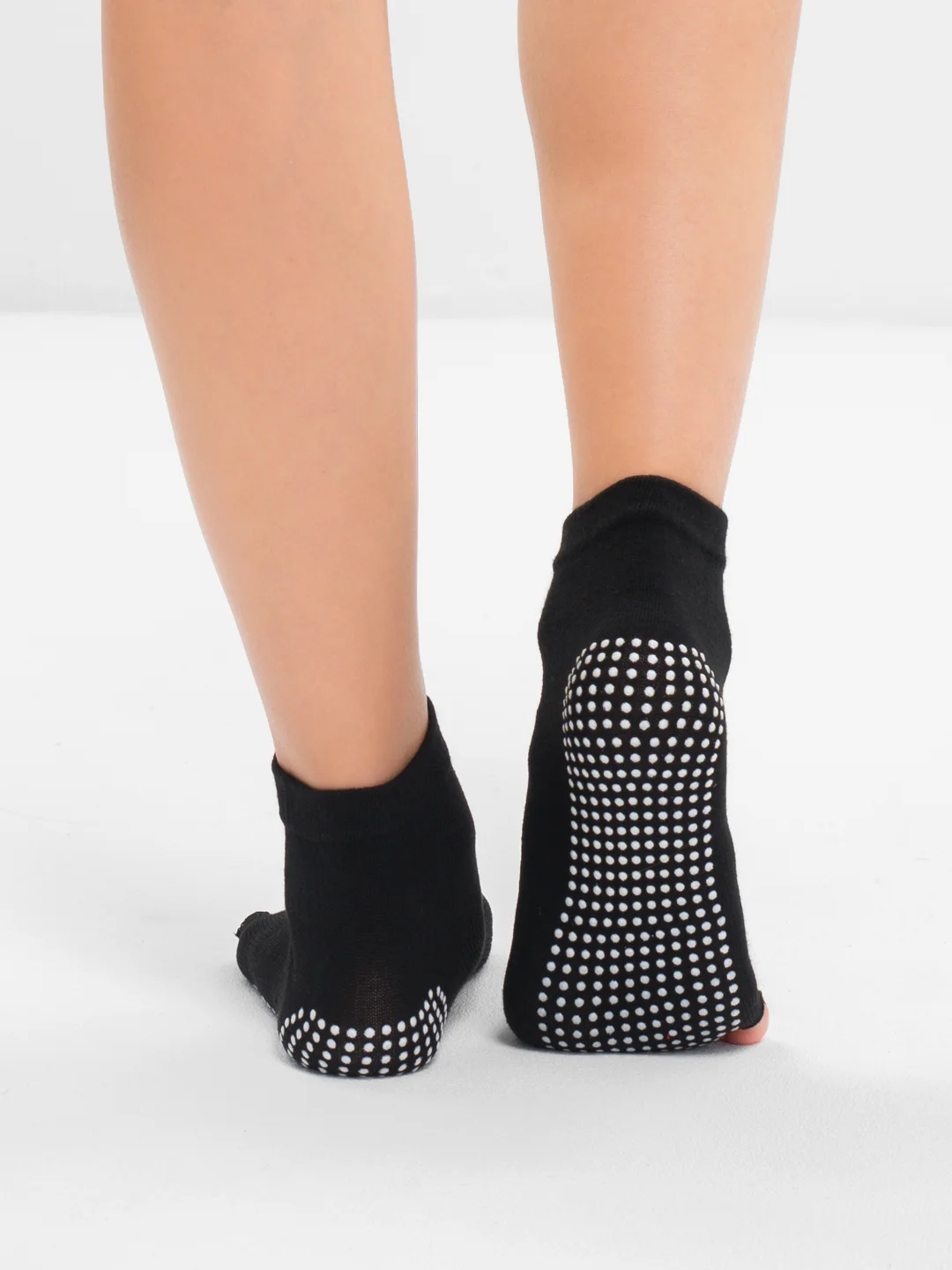 Черный носки для йоги антискользящие, пилатеса, Non slip спортивные, с пальцами и без пальцев