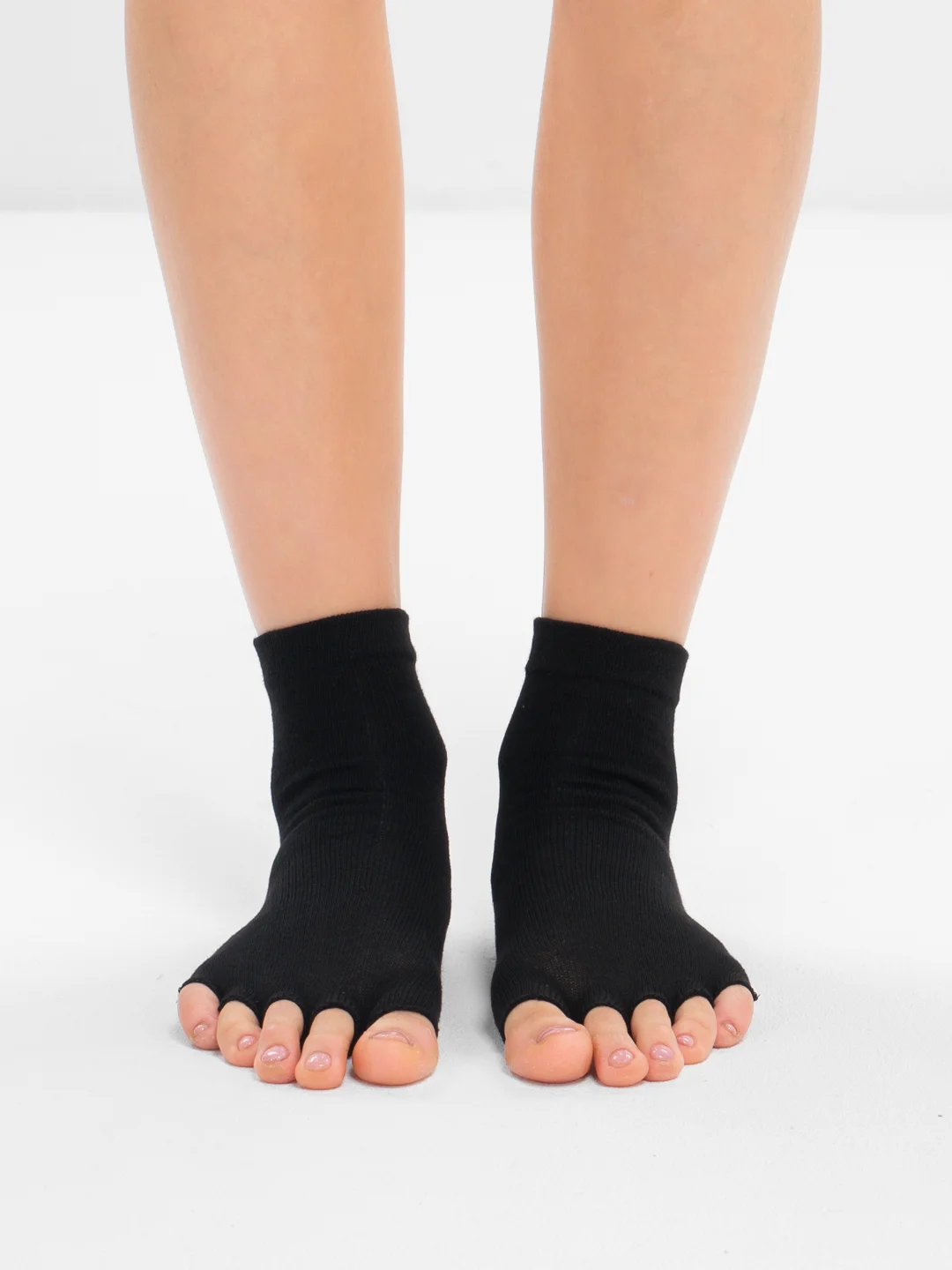 Черный носки для йоги антискользящие, пилатеса, Non slip спортивные, с пальцами и без пальцев