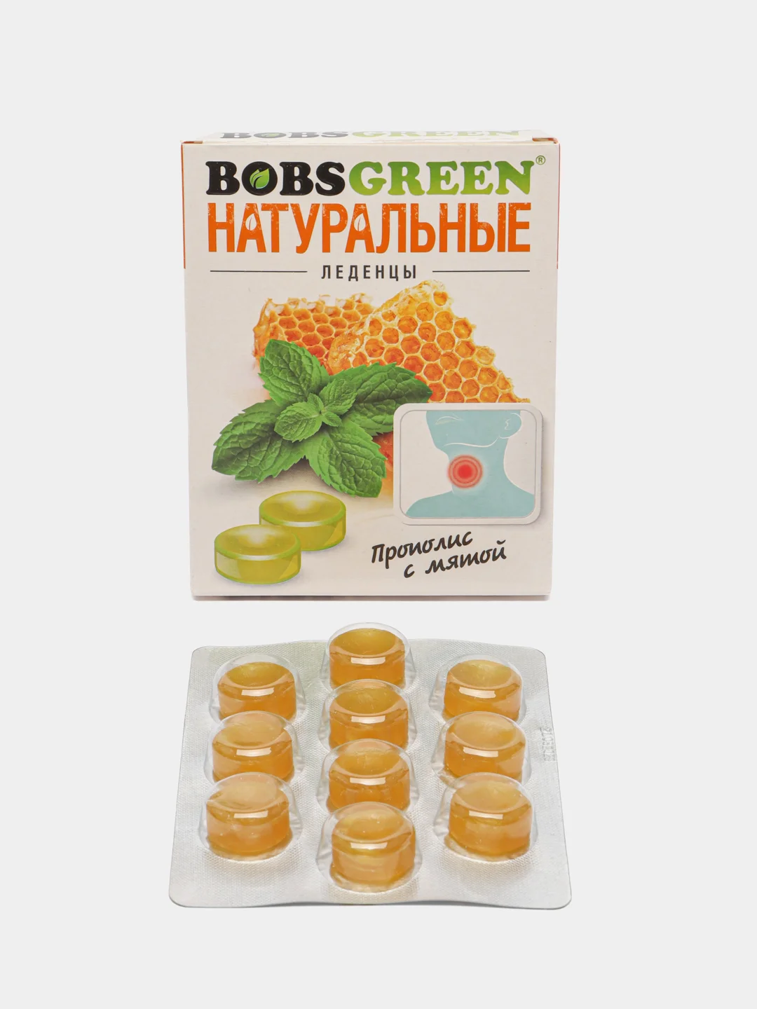 Карамель леденцовая натуральная со вкусом прополиса с мятой Bobsgreen, 32 г