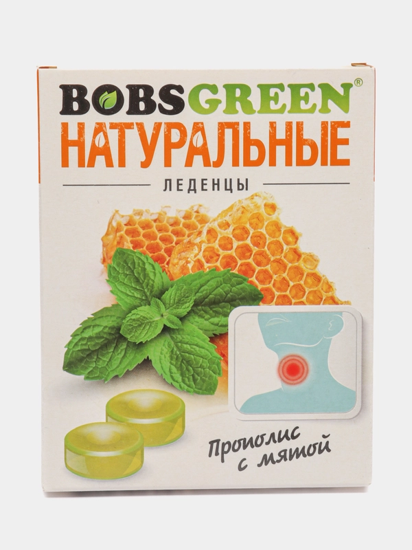 Карамель леденцовая натуральная со вкусом прополиса с мятой Bobsgreen, 32 г