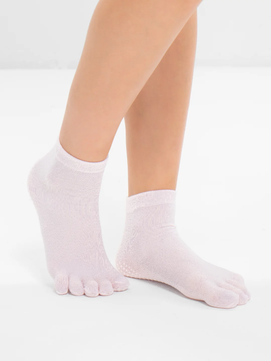 Розовый носки для йоги антискользящие, пилатеса, Non slip спортивные, с пальцами и без пальцев