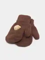 Коричневый варежки детские, двойные, шерсть, 13 р, 3-4 года