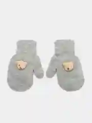 Серый варежки детские, двойные, шерсть, 13 р, 3-4 года