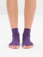 Фиолетовый носки для йоги антискользящие, пилатеса, Non slip спортивные, с пальцами и без пальцев