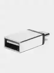 Серебряный адаптер переходник USB Type C на USB 3.0 с поддержкой функции OTG