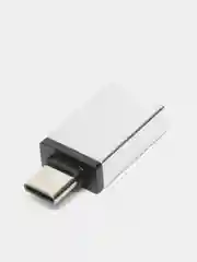 Серебряный адаптер переходник USB Type C на USB 3.0 с поддержкой функции OTG