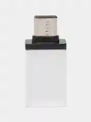 Серебряный адаптер переходник USB Type C на USB 3.0 с поддержкой функции OTG