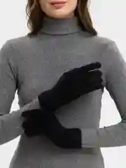 Теплые вязаные черные перчатки унисекс