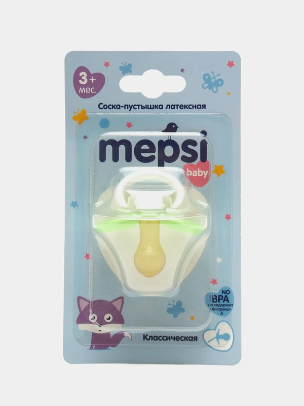 Соска-пустышка латексная классическая MEPSI 3+ мес 0316