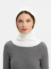 Белый женская шапка снуд, капор вязаный, балаклава
