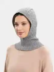 Серый женская шапка снуд, капор вязаный, балаклава