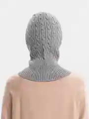 Серый женская шапка снуд, капор вязаный, балаклава