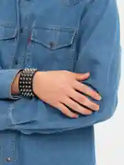 Угольный браслет мужской