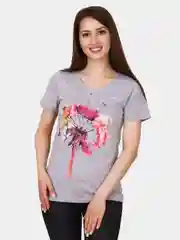 Серый футболка женская DIANIDA, хлопок, футболка с принтом белая/серая меланж