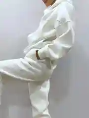 Белый женский спортивный, утепленный, флисовый костюм