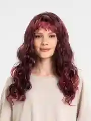 Марсала парик с челкой, длинные волосы, маскарадный, для косплея