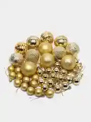 Золотой елочные новогодние игрушки, 44 игрушки