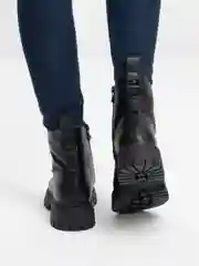 Черный женские ботинки на шнурках, зимние