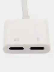 Белый переходник на два выхода для iPhone, аудио конвертер, lighting, двойной, адаптер