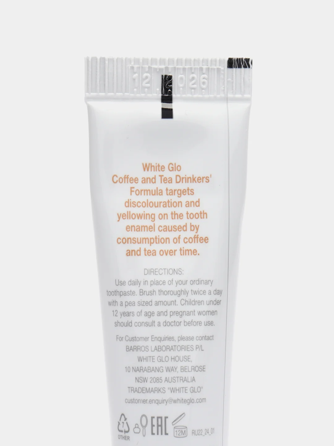Отбеливающая зубная паста White Glo, для любителей кофе и чая, 24 г