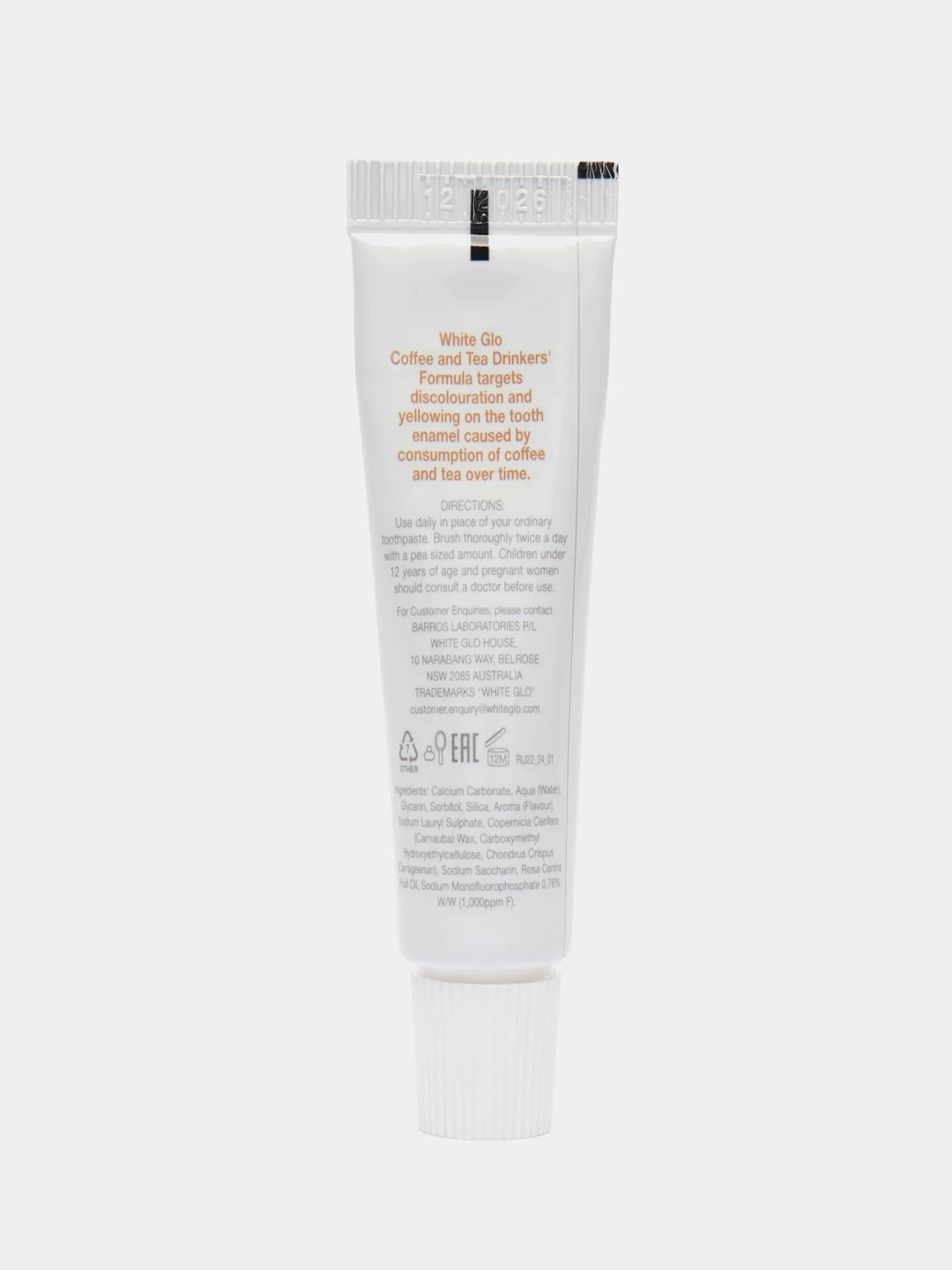 Отбеливающая зубная паста White Glo, для любителей кофе и чая, 24 г