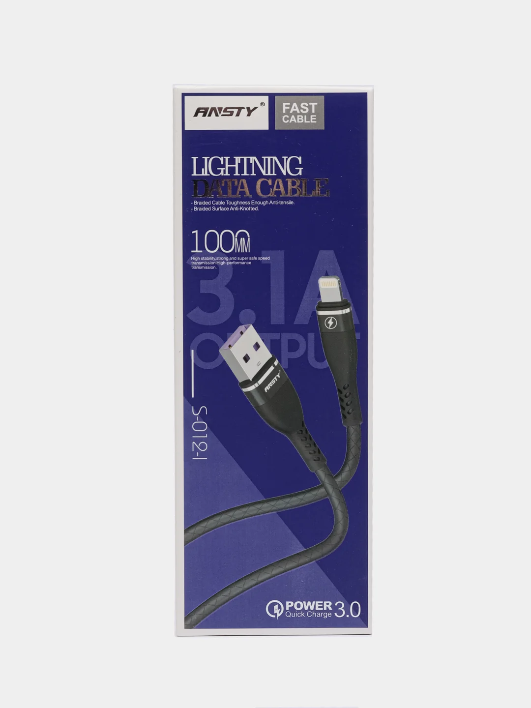 Угольный зарядный кабель Lightning USB для iPhone, зарядное устройство на айфон, 1 метр