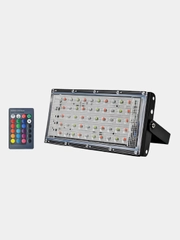 Прожектор светодиодный уличный 50 Вт IP65, цвет белый, RGB
