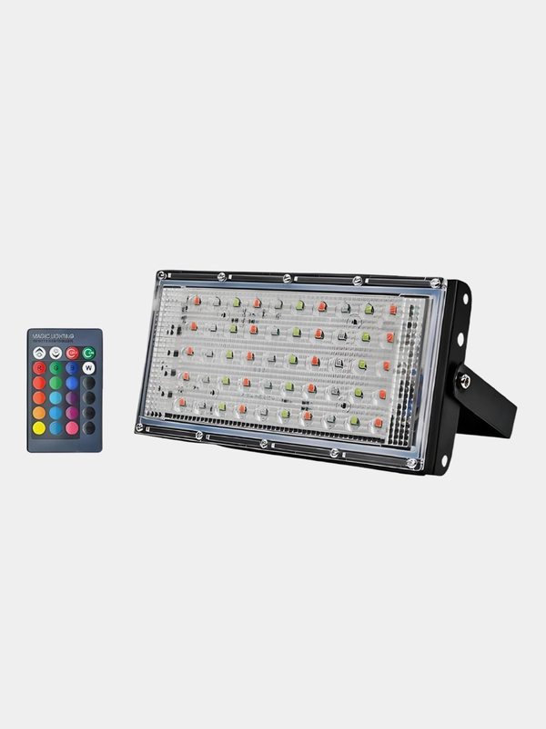 Прожектор светодиодный уличный 50 Вт IP65, цвет белый, RGB