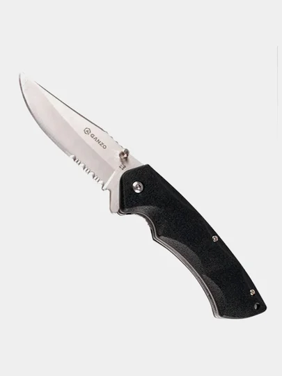 Черный нож складной полусеррейтор Ganzo G617