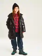 Черный куртка для девочки SMENA зимняя удлиненная, с капюшоном