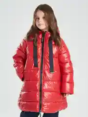 Красный куртка для девочки SMENA зимняя удлиненная, с капюшоном