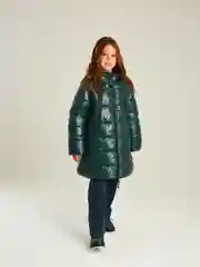 Зеленый куртка для девочки SMENA зимняя удлиненная, с капюшоном
