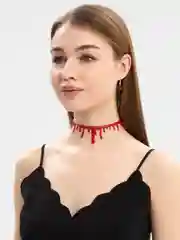 Алый чокер / серьги / маска "Кровавая Мэри" на Хэллоуин, отдельно и комплектом