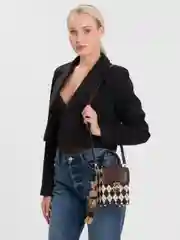 Коричневый сумка женская, сумка с брелком "стильный заяц"